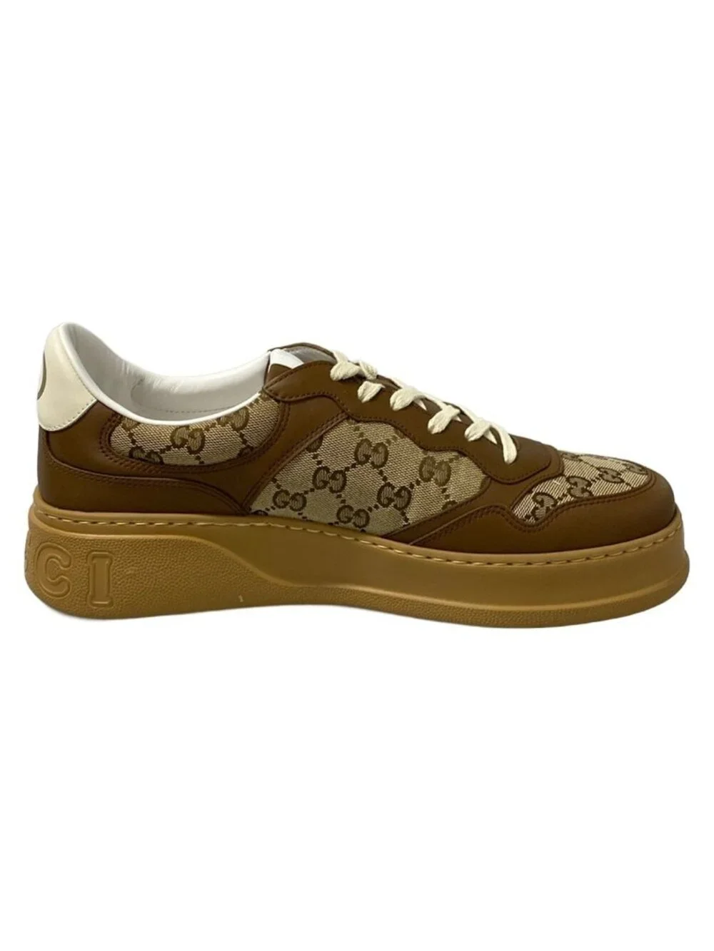 Gucci Sneakers 10.5 GG Pattern Brown Dark Leather